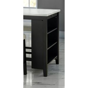 Transitional 3pc Dining Room Set Gloss <b>Table</b> Top with Storage Shelves 2 <b>Side</b> Stools in Black Ivory <b>White</b> - Product Image 2