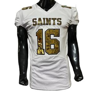 Camiseta de fútbol americano, fotos reales, transpirable, de talla grande, estirable, sarga, sublimación, pantalones integrados, paquete de equipo - Product Image 1