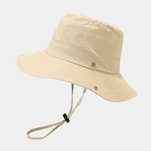 Sombrero de Pescador Negro Unisex, Ajustable, Transpirable, Impermeable, de Lona de Poliéster, para Exteriores, Primavera, Verano, Casual - Product Image 1