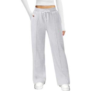 2025 femmes respirant jambe large pantalons de survêtement décontracté ample solide Joggers confortable Baggy salon pantalon - Product Image 4