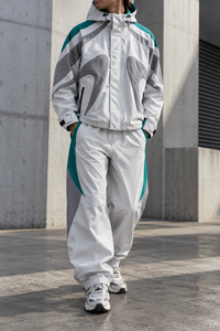 Custom Men's 100% Polyester <b>Tracksuit</b> <b>Retro</b> Color Block Windbreaker Jacket Pants Set Lightweight Streetwear 2 Piece Custom Logo - Product Image 5