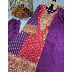 Conjunto de Top y Pantalones Plazzo con Dupatta para Mujer, Estilo Elegante para Fiestas - Product Image 3