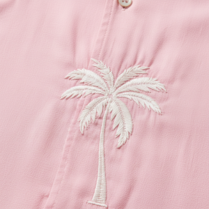 Men's Hawaiian Shirt Short Sleeve Embroidered Palm Tree Pattern Turn-<b>down</b> Collar Summer Vacation Shirts 100% Cotton Poplin - Product Image 2