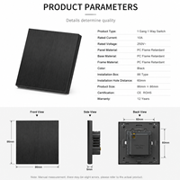 Vente d'usine – Interrupteur mural noir brossé 1 poste 1 voie 10A 250V – Interrupteur électrique moderne en PC pour maison, hôtel, bureau