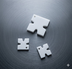Pièces de puzzle en céramique faites à la main, forme géométrique, objet décoratif artisanal, couleur blanche, au meilleur prix - Product Image 1
