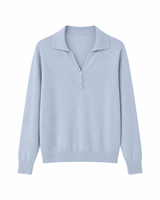 Supplier Grosir Sweater Rajut Wanita Wol Poliester Kerah Kancing Warna Solid Anti Kusut Lengan Panjang Musim Gugur Kasual
