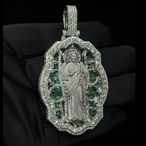 Pendentif religieux Jésus en argent S925 avec diamant VVS taille brillant couleur D, cultivé en laboratoire, certifié IGI, bijoux fins unisexes - Product Image 4