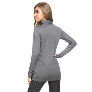 Camisetas de manga larga para mujer al por mayor, ajustadas, de cuello redondo, para primavera y otoño, camisetas básicas lisas - Product Image 6