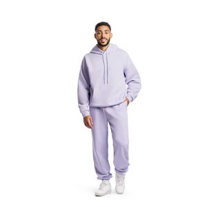 Ensemble de survêtement unisexe décontracté de qualité supérieure pour l'automne, léger, à capuche, 100% coton, design 2 en 1 - Product Image 1