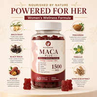 Gummies de Maca pour Femmes 1500 mg Énergie Vitalité Bien-être de la Peau Végétalien à Base de Plantes 60 Gummies Maca Noire Tribulus pour OEM ODM Marque Privée