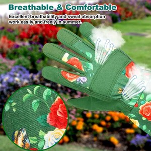 Guantes de Jardinería con Diseño Floral Morado, Palma Acolchada de Gamuza Sintética, con Tirador, para Exteriores - Product Image 6