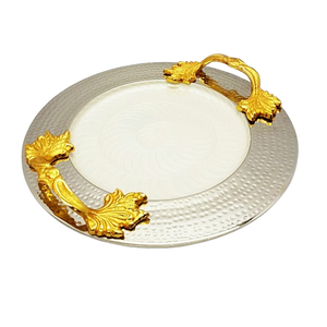 Bandeja Náutica Plateada Contemporánea con Asas de Cable Metálico, Elegante Plato Circular de Metal, Bandeja Decorativa Moderna para Bar y Hotel - Product Image 6