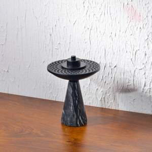 Dark Green <b>Marble</b> Pedestal Incense Burner Brushed Silver Stainless Steel <b>Mesh</b> Bakhoor Censer - Product Image 6