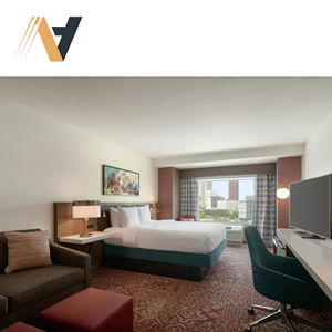 Ensemble de meubles de chambre à coucher de style moderne, taille Queen, pour la rénovation et la conversion de chambres d'hôtel commerciales, Hilton - Product Image 1