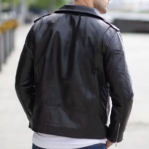 Nueva chaqueta negra RTS con logotipo personalizado para hombre, con cuello de piel, estilo vintage, chaqueta de cuero para hombre, chaqueta streetwear, chaqueta de invierno de alta calidad - Product Image 2