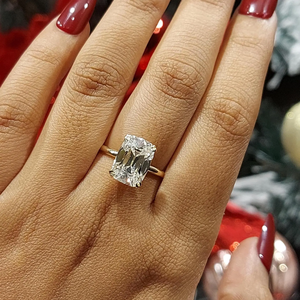 4ct Old Mine Cut <b>Cushion</b> Lab Diamond Engagement <b>Ring</b>, Hidden Halo <b>Ring</b>, Solitaire <b>Ring</b>, IGI Certified <b>Cushion</b> Cut, Solitaire Pro - Product Image 6