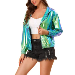 Custom Hoodie Zip <b>Long</b> Sleeve Shirts <b>Jacket</b> Reflective Windbreaker <b>Jacket</b> With Hood Waterproof <b>Rain</b> <b>Jacket</b> for Woman - Product Image 4