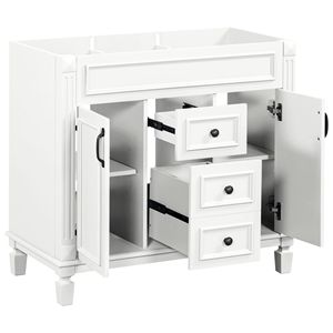 Mobile Bagno Moderno Blu Reale da 36 Pollici Senza Top, 2 Ante con Chiusura Ammortizzata, 2 Lavabi e Armadietto Contenitore - Product Image 1