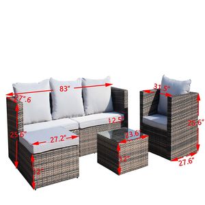4 Piece PE Rattan <b>Wicker</b> Cushioned Sofa Set with <b>Coffee</b> <b>Table</b> Outdoor Garden Patio Furniture Stylish Outdoor Couch - Product Image 3