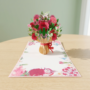 Meilleure Vente : Bouquet de Carnations 3D Artisanales en Papier, Carte Pop-up Tendance, Design Personnalisé, Artisanat du Vietnam, Viet-craft - Product Image 2