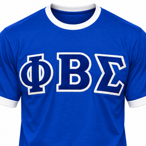 Phi Beta Sigma <b>Ringer</b> <b>T</b> <b>Shirt</b> Royal Blue White Trim Short Sleeve Crew Neck Greek Letter Graphic Tee Casual Collegiate Fraternity - Product Image 5