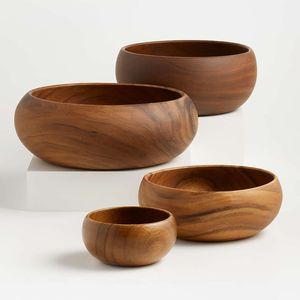 Eco Friendly Wooden Serving Bowl For Salad Fruit Bread <b>Pasta</b> Serving Kitchen Dining Table Handmade Natural Wood - Product Image 2