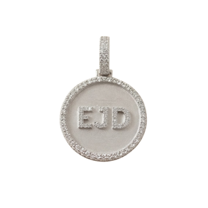 Pendentif Breloque Initiales EJD en Argent 925 Moissanite, Design Minimaliste Fait Main, Forme Ronde, Diamant, pour Homme, Usage Quotidien - Product Image 1