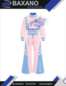 Ensemble de survêtement rose et bleu pour femmes Gamma Phi Delta Sorority, manches longues, demi-zip, cordon de serrage, ensemble de jogging sportif décontracté - Product Image 4