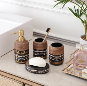Juego de Accesorios de Baño de Cerámica de Estilo Boho, Ecológico y Duradero, Dispensador de Jabón, Portacepillos de Dientes, Jabonera - Product Image 2