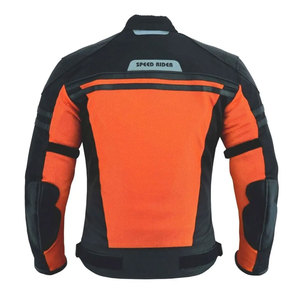 Men's Orange Black Mesh <b>Motorcycle</b> <b>Jacket</b> Full Sleeve Breathable Color Blocked <b>Summer</b> Riding Gear Motorbike Racing <b>Jacket</b> - Product Image 2