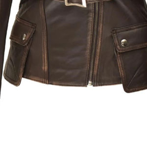 Chaqueta de Cuero Larga Personalizada de la Mejor Calidad con Mangas de Cuero y Bordado Personalizado, Chaquetas de Cuero Genuino para Mujer en Tallas Grandes - Product Image 5