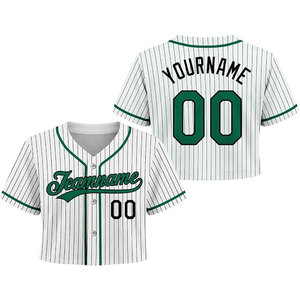 Maillot de baseball court personnalisé blanc, vert et noir pour filles – Nom, numéro et logo personnalisés – T-shirt de softball confortable et léger - Product Image 1