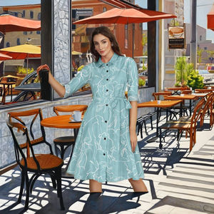 Robe d'été formelle en coton Western Ruby, une pièce, longueur genou, silhouette trapèze, taille naturelle, lavable - Product Image 3