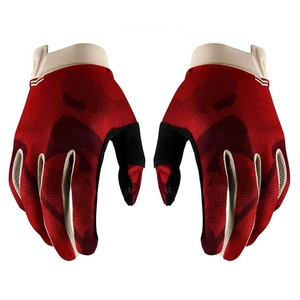 Gants de course rouges mi-doigts respirants en polyester et nylon avec impression par sublimation pour cyclisme en extérieur, unisexe, fermeture auto-agrippante - Product Image 2