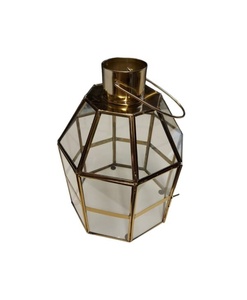 Lanterne en verre multi-panneaux avec support en laiton pour bougies, vente en gros, MOQ pour la décoration de la maison et de mariages - Product Image 4