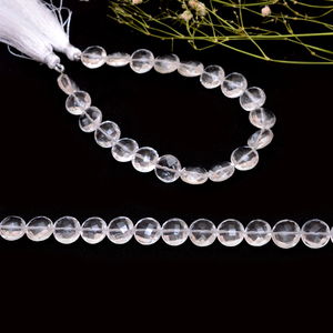 Perles de cristal de quartz AAA+ facettées de 10 mm, perles briolette en forme de pièce de monnaie, cristal de quartz naturel transparent, pierres semi-précieuses, perles fantaisie pour bijoux - Product Image 3