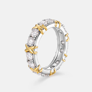 Women's Yellow Gold Plated Diamond <b>Ring</b> Round Brilliant Cut Center IGI Certified Hip Hop Classic Engagement Style - Product Image 3