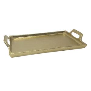 Plateau de service alimentaire de conception traditionnelle, forme rectangulaire, plateaux décoratifs en métal, lavables au lave-vaisselle, décoration de mariage, vaisselle, plateau doré - Product Image 3