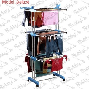 Séchoir à linge réglable en hauteur, pliable, organisateur de linge portable, support de suspension pour vêtements pour la maison, le balcon, la chambre et la salle de bain - Product Image 2