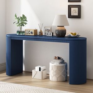 Curved Design Console <b>Table</b> with Unique Vertical Stripe for Living Room Study Entrance - Product Image 2