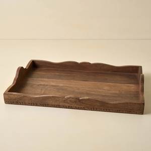 Elegante Bandeja de Servir de Madera para Comer y Entretener, Bandeja de Servir de Bambú, Diseño Rectangular Minimalista, Madera Maciza, Platos Duraderos - Product Image 4