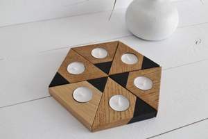 Portavelas de madera para velas de té, centros de mesa de madera con raíz y resina epoxi, Craftera Exports - Product Image 4