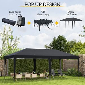 "20' X 10' Pop-up <b>Canopy</b> <b>Tent</b> with Steel Frame & Carry Bag for Outdoor BBQ & Events" - Product Image 4
