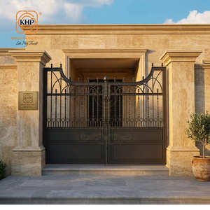 Puerta de Entrada Doble Artística de Hierro Forjado a Mano de Lujo, Personalizada, con Galvanizado en Caliente Resistente a la Oxidación para Villa o Mansión - Product Image 4