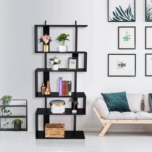 Libreria Angolare Autoportante a 5 Cubi, Scaffale a 5 Ripiani, Organizzatore per Armadio, Espositore in Nero - Product Image 1