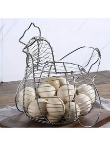 Metal <b>Wire</b> <b>Storage</b> <b>Basket</b> Bowl Shape With Handle For Food <b>Storage</b> Rustic Design - Product Image 6