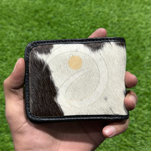 Portefeuille en cuir de vachette naturel, fin, fait main, avec pochette à cartes, texture douce et souple - Product Image 1