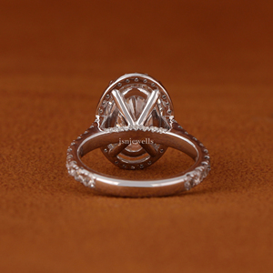 Anillo de Compromiso con Halo de Diamantes Cultivados en Laboratorio, Corte Ovalado, para Mujer, Oro Blanco de 14K/18K, Halo Oculto, Anillo de Boda con Pavé - Product Image 4