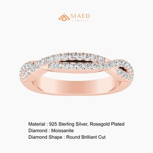 Anillo de Compromiso de Eternidad con Moissanita Trenzada Chapado en Oro Rosa para Mujer - Regalo de Aniversario de Lujo - Product Image 6