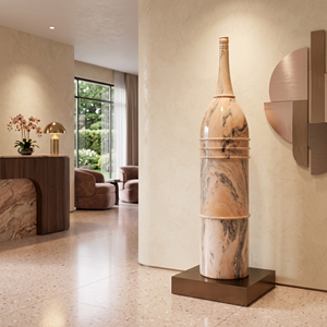 Jarrón de Mármol Rosa Natural, Escultura de Botella, Jarrón Cilíndrico Alto para Flores, Recipiente Decorativo de Piedra para Sala de Estar o Bodas - Product Image 4